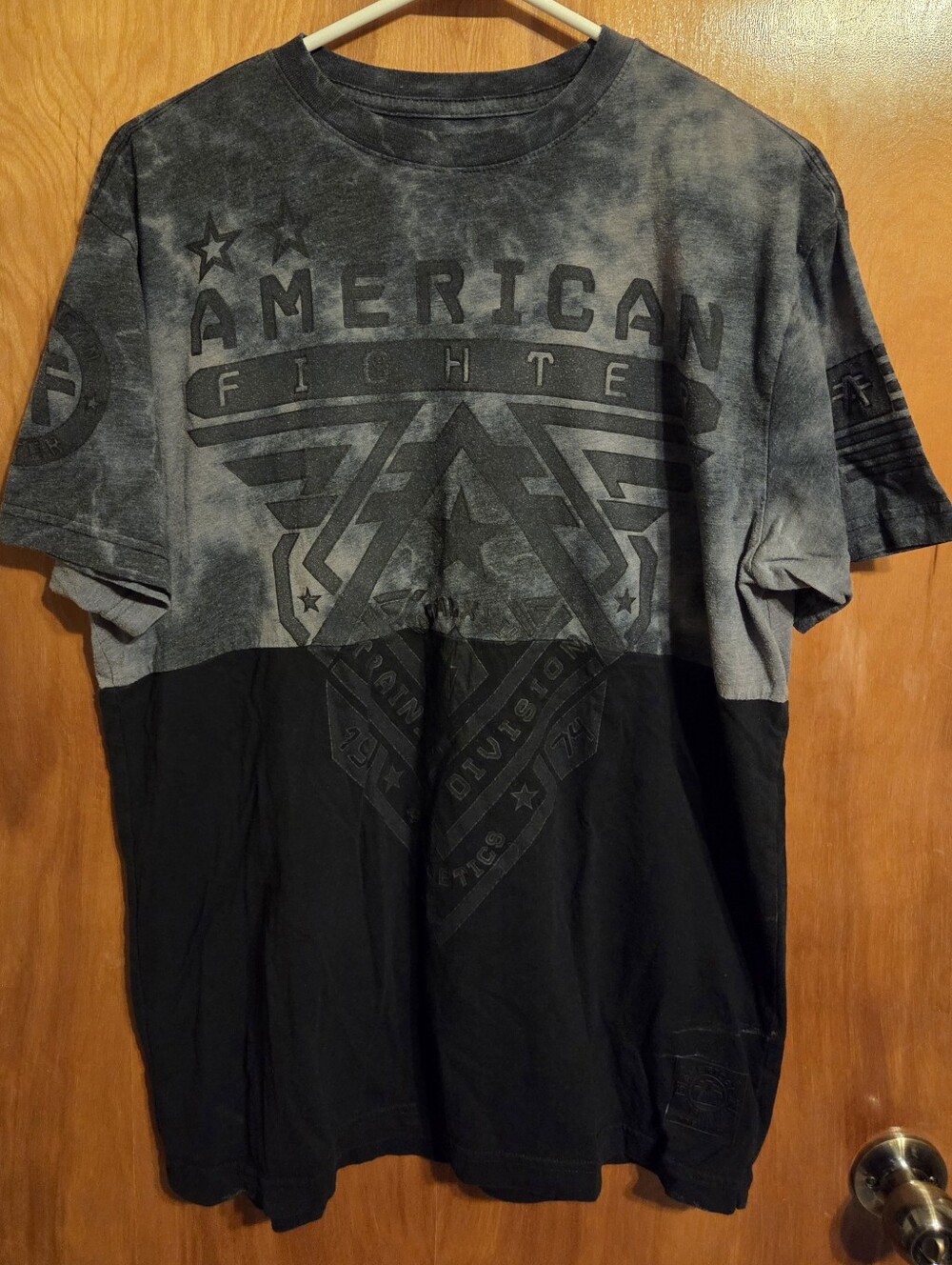 American Fighter Tee Shirt Mens Gray And Black Short Sleeve T-Shirt Size L